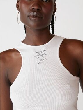 Orseund Iris White Ribbed High Neck Crop Tank